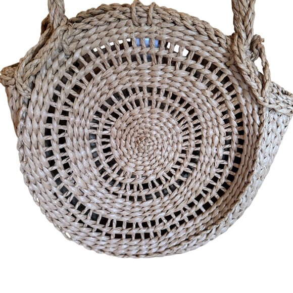 Rhythm Round Straw Bag Woven Rattan Shoulder Bag Boho Coastal Chic - Picture 8 of 16